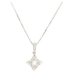 New 0.36ctw Baguette and Round Diamond Star Pendant Necklace in 14K White Gold