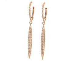 New 0.38ctw Pave Diamond Spike Dangle Earrings in 14K Rose Gold
