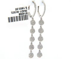 New 0.42ctw Pave Diamond Multi Disc Drop Earrings in 14K White Gold