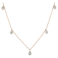 New 0.48ctw Diamond Teardrop Station Necklace in 14K Rose Gold