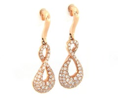 New 0.48ctw Pave Diamond Infinity Dangle Earrings in 14K Rose Gold