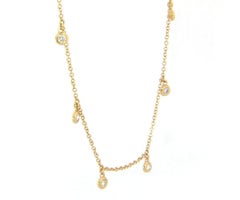 New 0.50ctw Diamond Bezel Set Station Necklace in 14K Yellow Gold