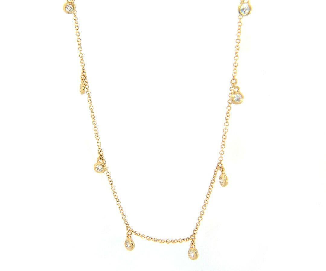 New 0.50ctw Diamond Bezel Set Station Necklace in 14K Yellow Gold In New Condition For Sale In Vienna, VA