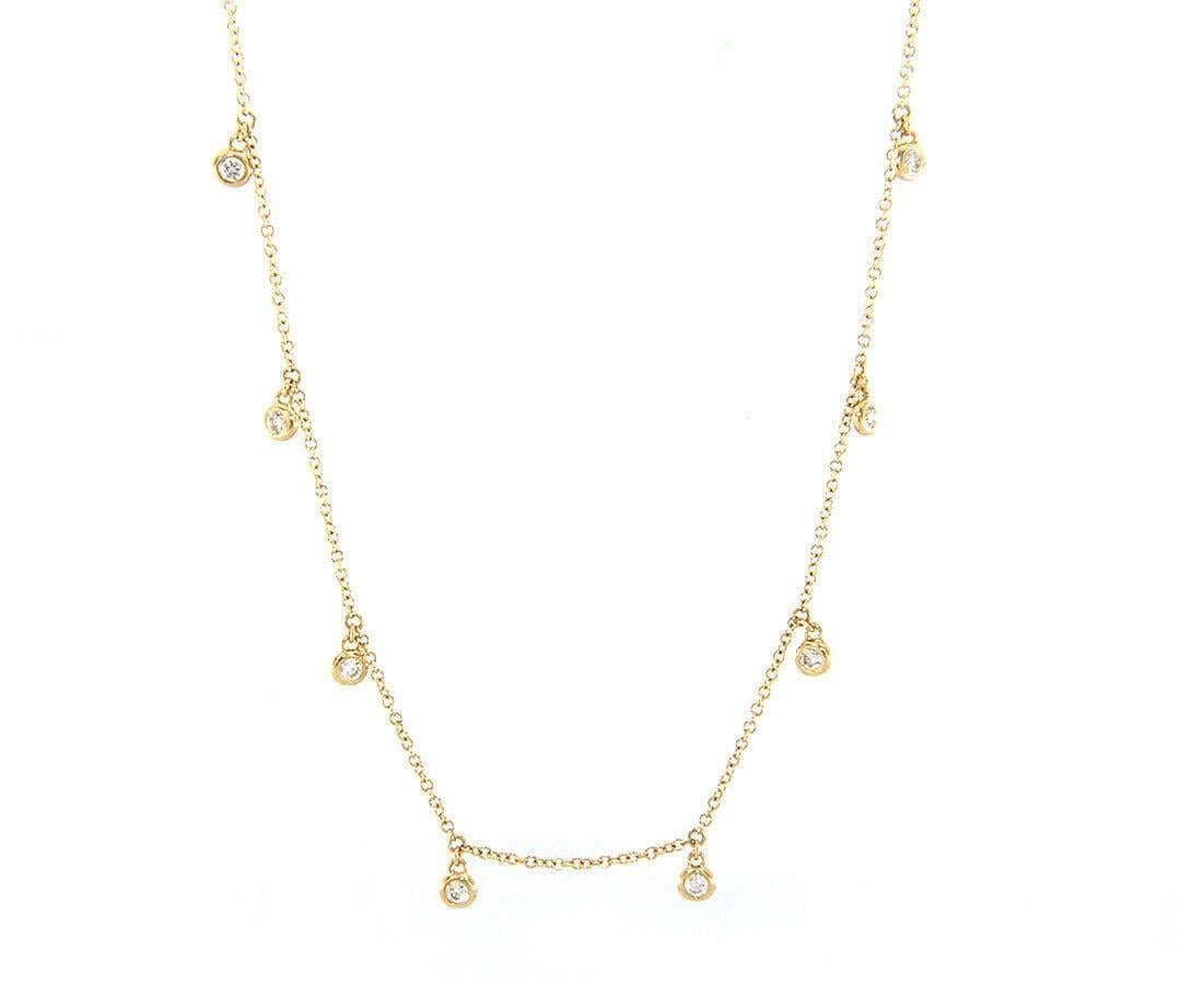 New 0.50ctw Diamond Bezel Set Station Necklace in 14K Yellow Gold For Sale 1