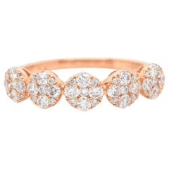 New 0.61ctw Cluster Diamond Anniversary Band Ring in 14K Rose Gold