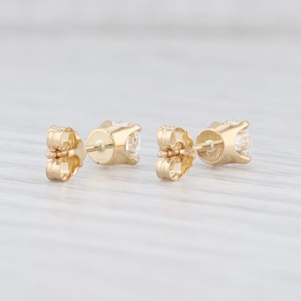 New 0.70ctw Diamond Stud Earrings 14k Yellow Gold Round Solitaire Studs In New Condition For Sale In McLeansville, NC