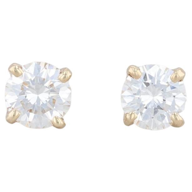 New 0.70ctw Diamond Stud Earrings 14k Yellow Gold Round Solitaire Studs