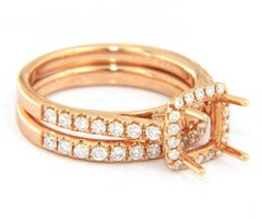 New 0.72ctw Diamond Cushion Frame Semi Mount Bridal Set in 18K Rose Gold
