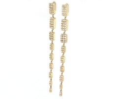 New 0.72ctw Graduating Pave Diamond Rectangular Dangle Drop Earrings in 14K