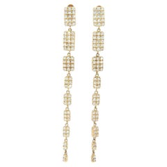 New 0.72ctw Graduating Pave Diamond Rectangular Dangle Drop Earrings in 14K New 0.72ctw Graduating Pave Diamond Rectangular Dangle Drop Earrings in 14K