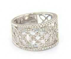 New 0.74ctw Diamond Open Leaf Design Band Ring in 14K White Gold