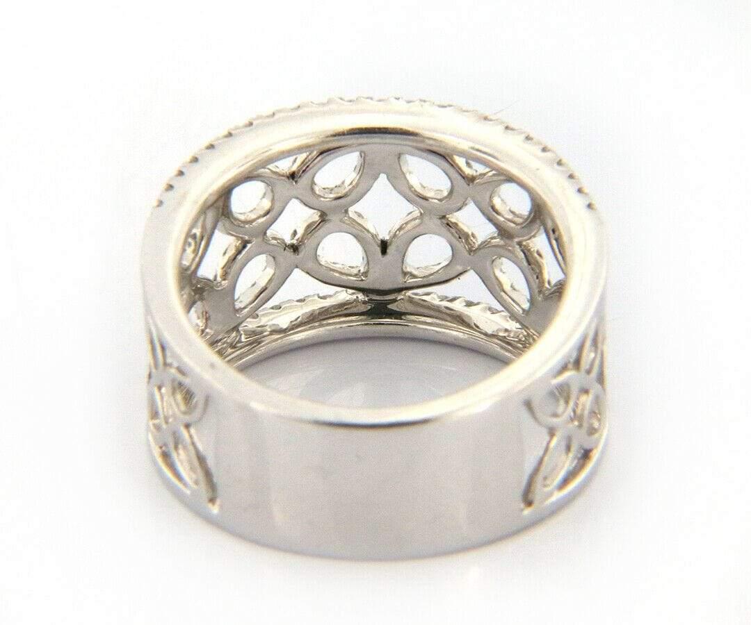 Women's New 0.74ctw Diamond Open Leaf Design Band Ring in 14K White Gold For Sale