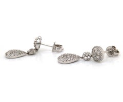 New 0.74ctw Pave Diamond Teardrop Dangle Earrings in 14K White Gold