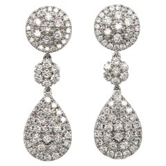 New 0.74ctw Pave Diamond Teardrop Dangle Earrings in 14K White Gold