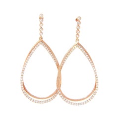 New 0.79ctw Diamond Open Interlocking Teardrop Dangle Earrings in 14K Rose Gold