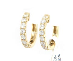New 0.82ctw Diamond Small Hoop Earrings in 14K Yellow Gold