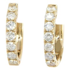 New 0.82ctw Diamond Small Hoop Earrings in 14K Yellow Gold