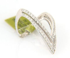 New 0.88ctw Diamond Chevron Double Row Ring in 14K White Gold