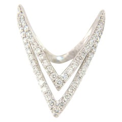 New 0.88ctw Diamond Chevron Double Row Ring in 14K White Gold