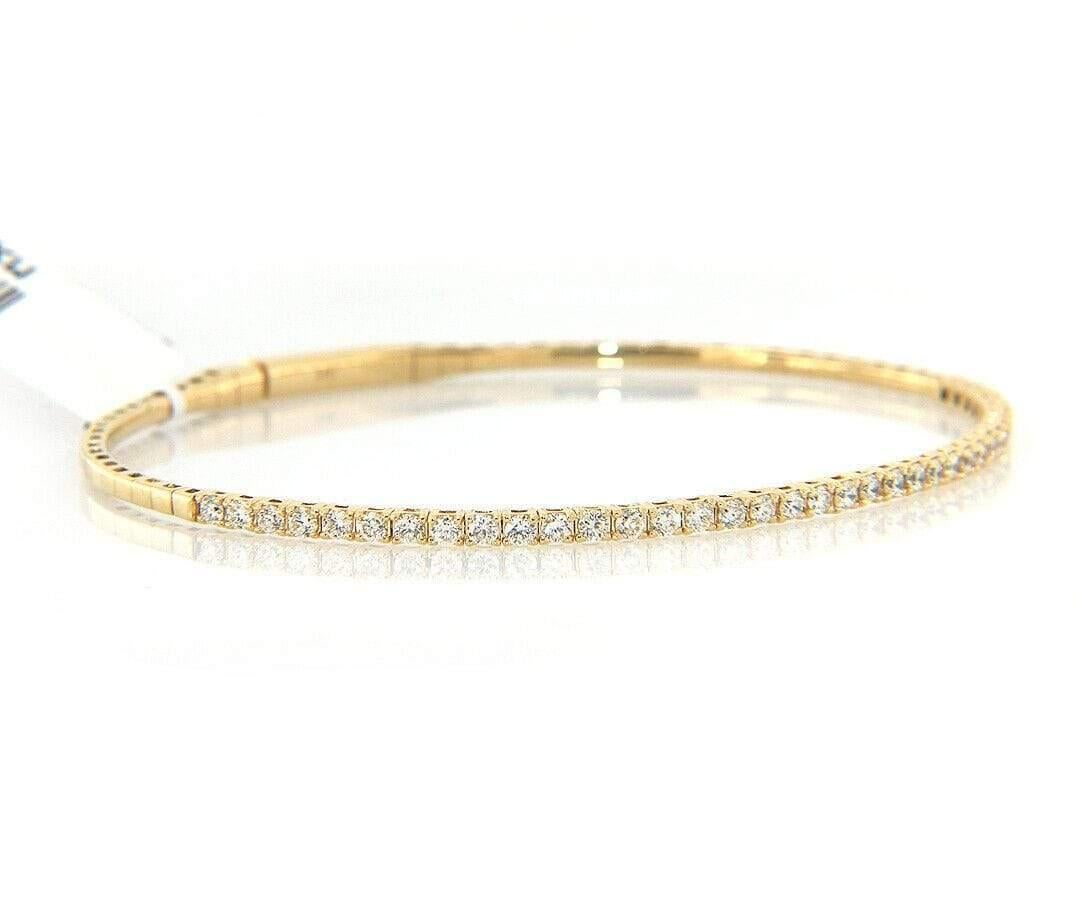 Flexibler Armreif aus 14 Karat Gelbgold mit 0,93 Karat Diamanten (Rundschliff)