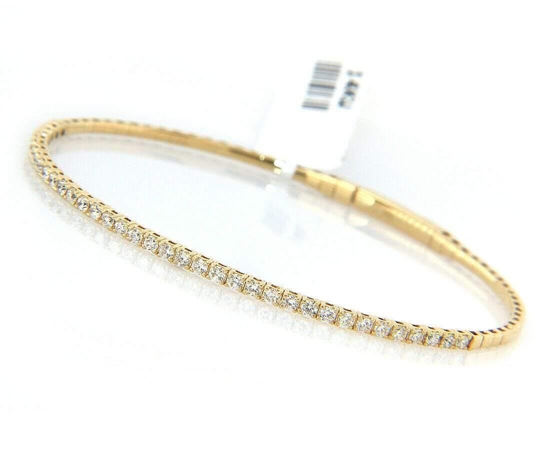 Flexibler Armreif aus 14 Karat Gelbgold mit 0,93 Karat Diamanten 1