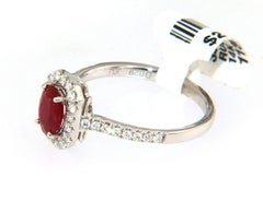 New 0.94 CT Ruby Ring with Diamond Halo in 14K