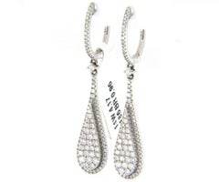 New 0.95ctw Diamond Teardrop Dangle Earrings in 14K White Gold