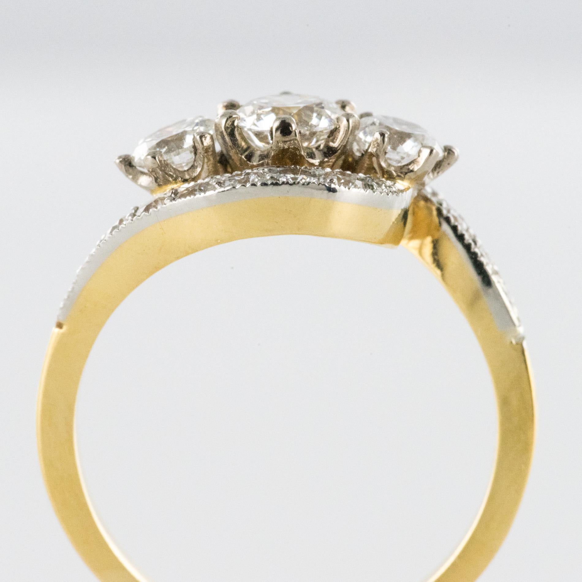 New 1 Carat Diamonds 18 Karat Yellow Gold Trilogy Ring For Sale 4