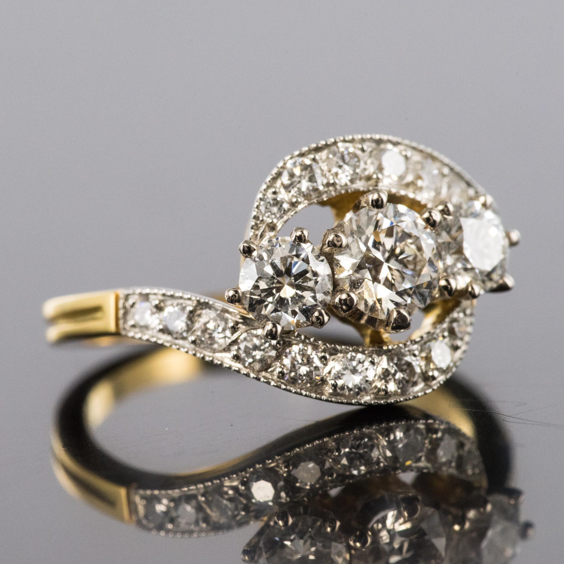 New 1 Carat Diamonds 18 Karat Yellow Gold Trilogy Ring For Sale 1