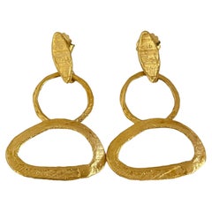 New 1 of a Kind, Handmade Heavily 14 - 16k Yellow Gold Plated Designer Earrings