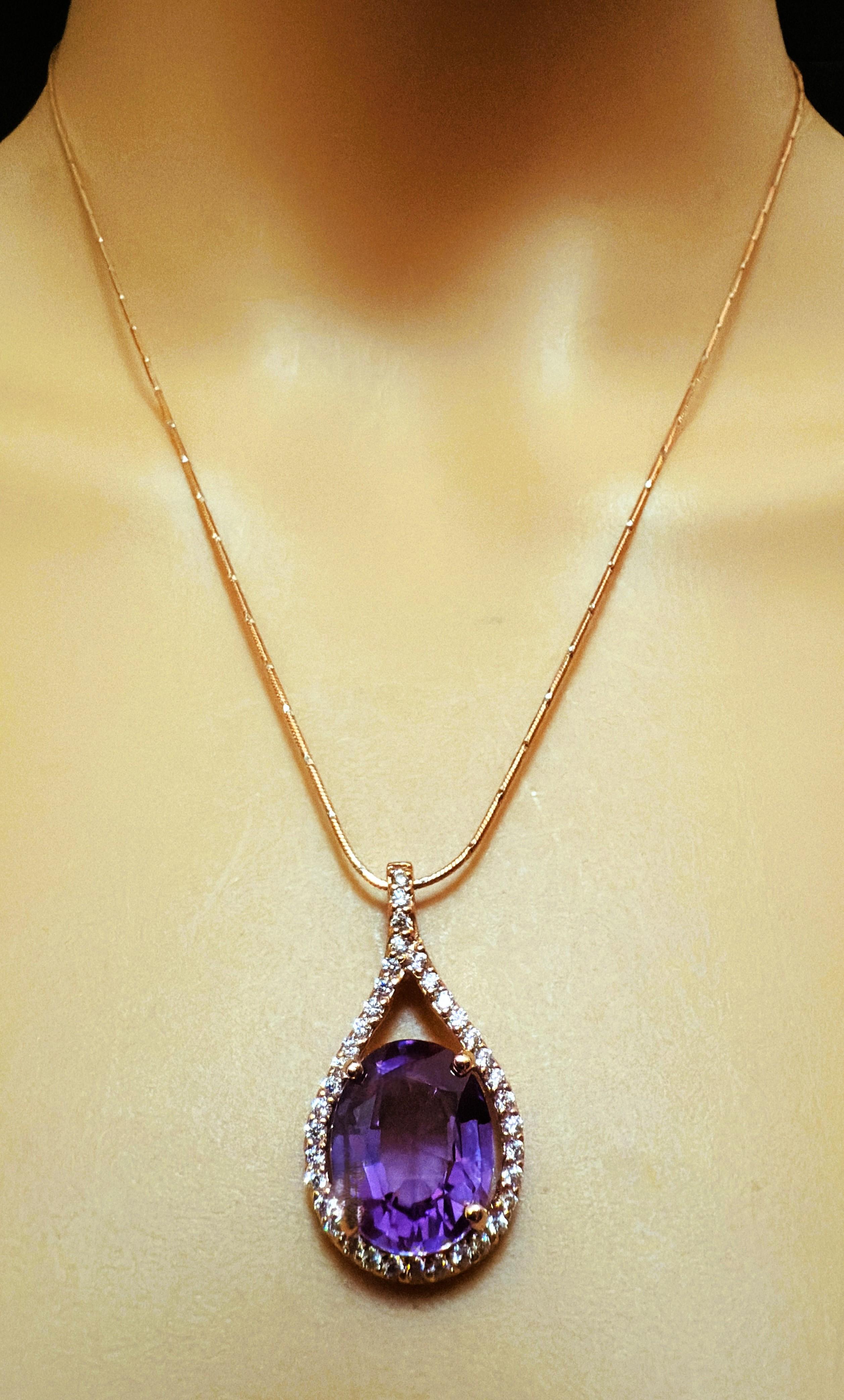 New 10 Carat Color Changing Alexandrite & Diamond Cut Sapphire R Gold PLNecklace Neuf - En vente à Eagan, MN
