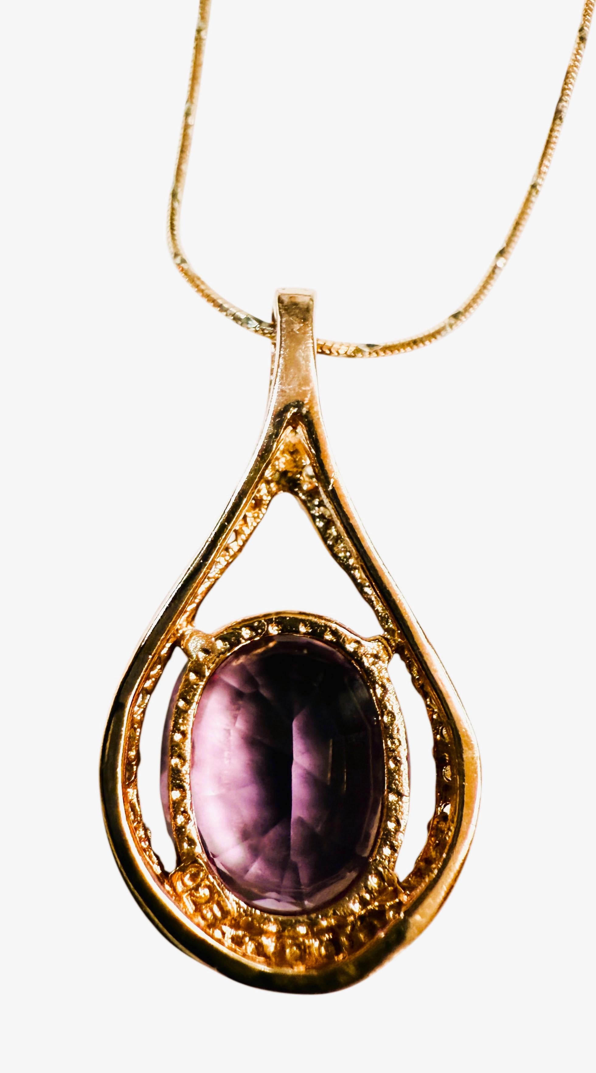 New 10 Carat Color Changing Alexandrite & Diamond Cut Sapphire R Gold PLNecklace en vente 2