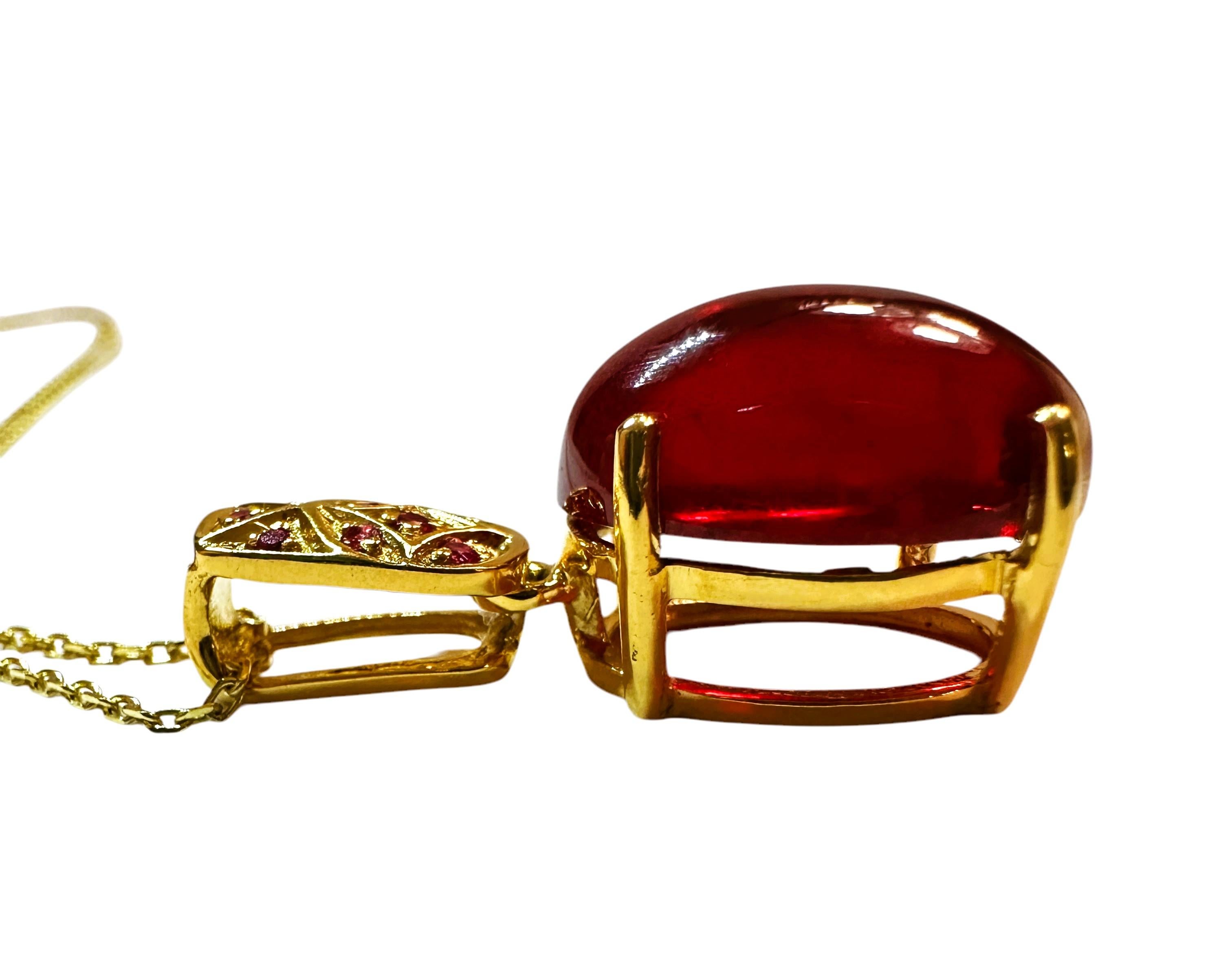 New 10 ct Blood Red Ruby Collana in argento placcato oro giallo 1