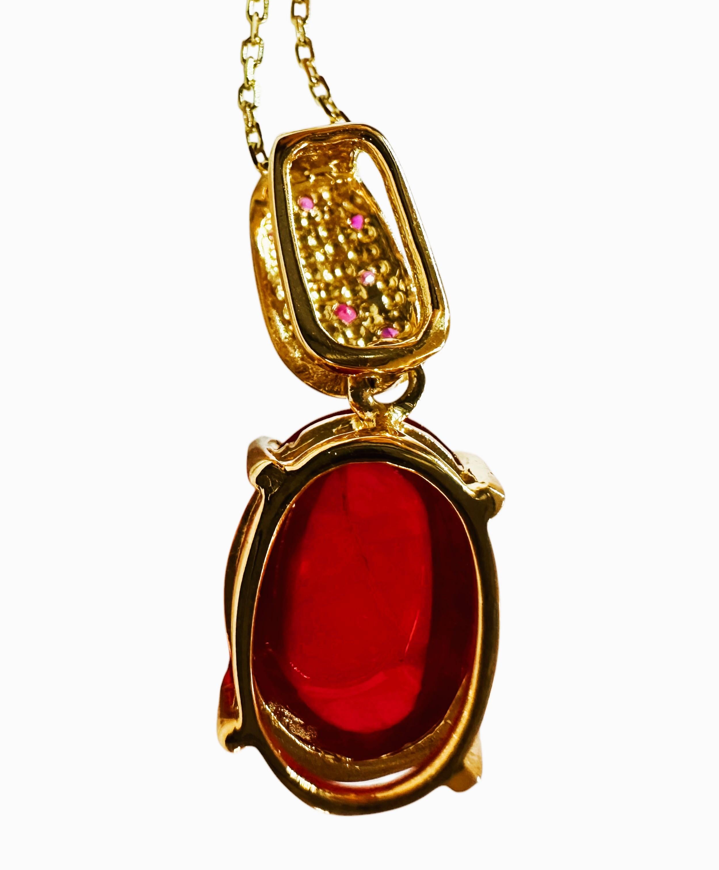 New 10 ct Blood Red Ruby Collana in argento placcato oro giallo 2