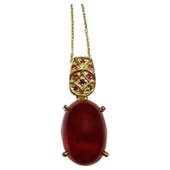 New 10 ct Blood Red Ruby Collana in argento placcato oro giallo