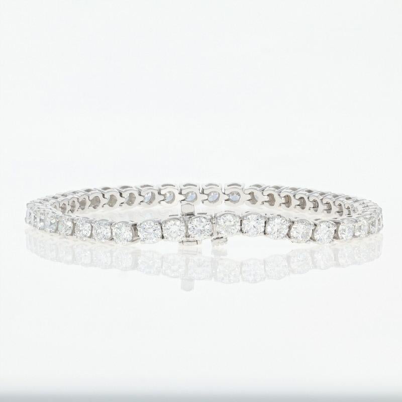 10.03 Carat Round Brilliant Diamond Bracelet, 14 Karat White Gold Tennis 1