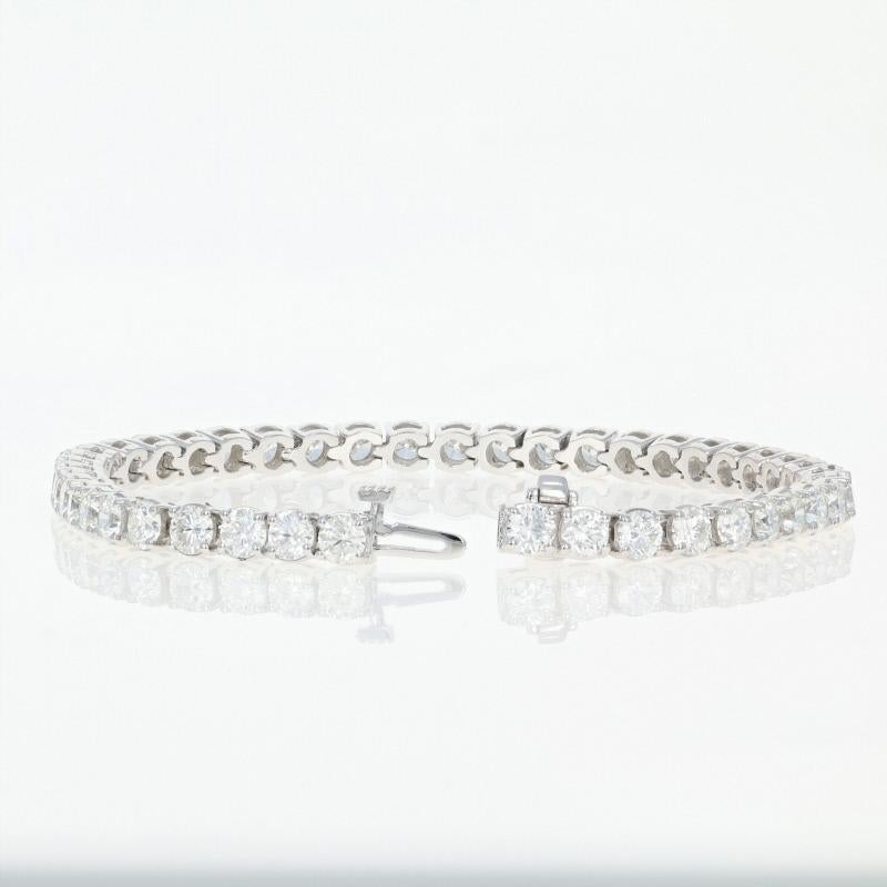 10.03 Carat Round Brilliant Diamond Bracelet, 14 Karat White Gold Tennis 2