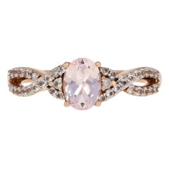 New 1.00ctw Oval Cut Morganite 
White Sapphire Ring, 10k Yellow Gold