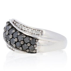 New 1.00ctw Round Brilliant Diamond Ring Silver Curved Cluster Women's