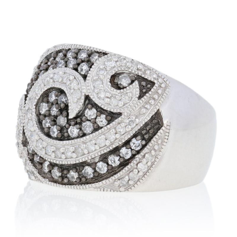 For Sale:  New 1.00ctw Round Brilliant Diamond Ring, Sterling Silver Swirl 2