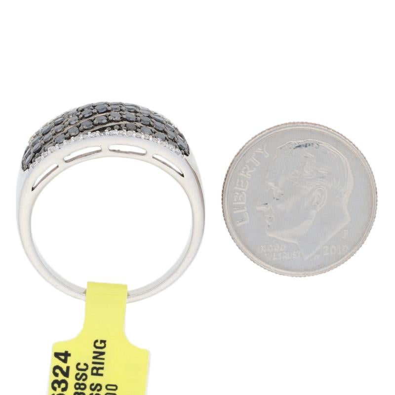 New 1.00ctw Round Brilliant & Single Cut Diamond Ring, Silver Wave Women's For Sale 1