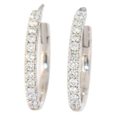 New 1.00ctw Round Diamond Hoop Earrings in 18K White Gold