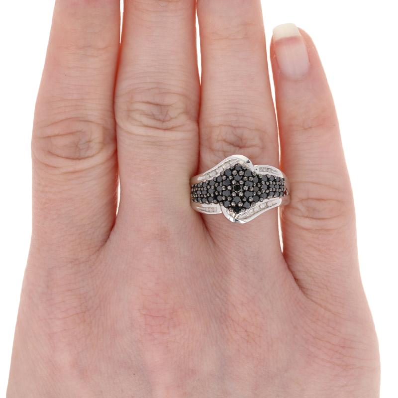 in vendita:  Nuovo anello con diamante bianco e nero a taglio singolo da 1,00ctw, bypass a grappolo in argento 3