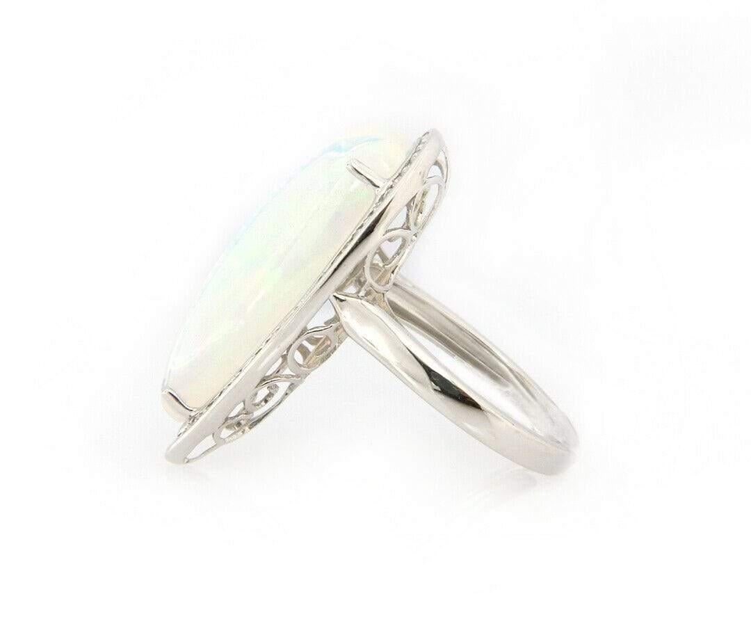 New 10.13ct Pear Ethiopian Opal and 0.39ctw Diamond Frame Ring in 14K White Gold 1