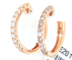 New 1.01ctw Diamond Small Hoop Earrings in 14K Rose Gold