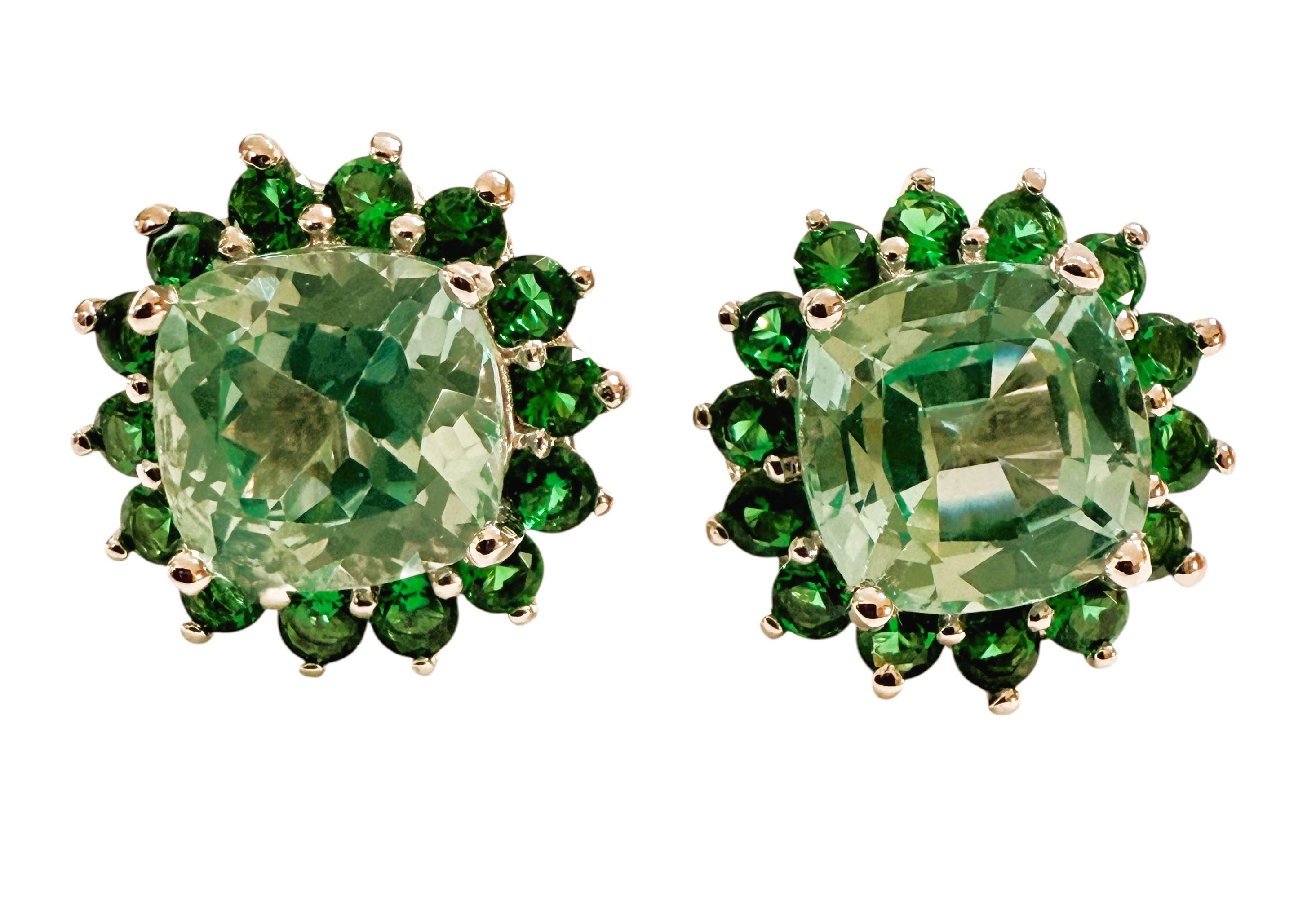 Art Deco New 10.2 Carat Green Paraiba Tourmaline & Diamond Cut Sapphire Sterling Earrings For Sale