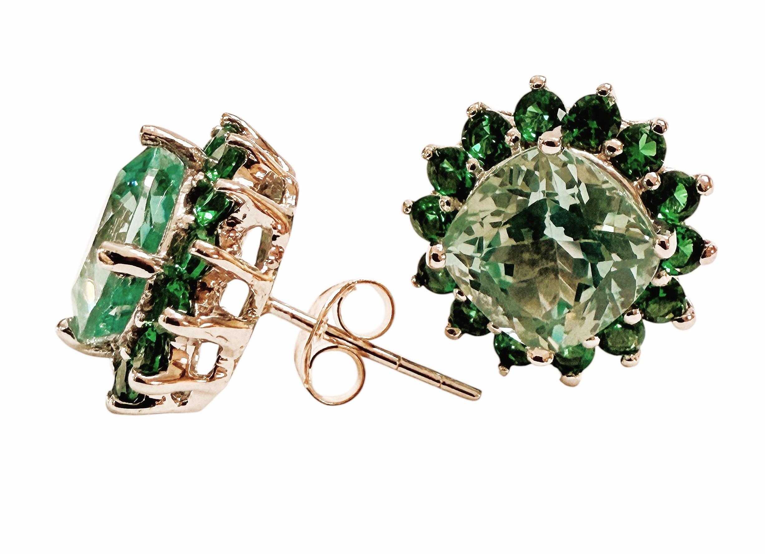 New 10.2 Carat Green Paraiba Tourmaline & Diamond Cut Sapphire Sterling Earrings In New Condition For Sale In Eagan, MN
