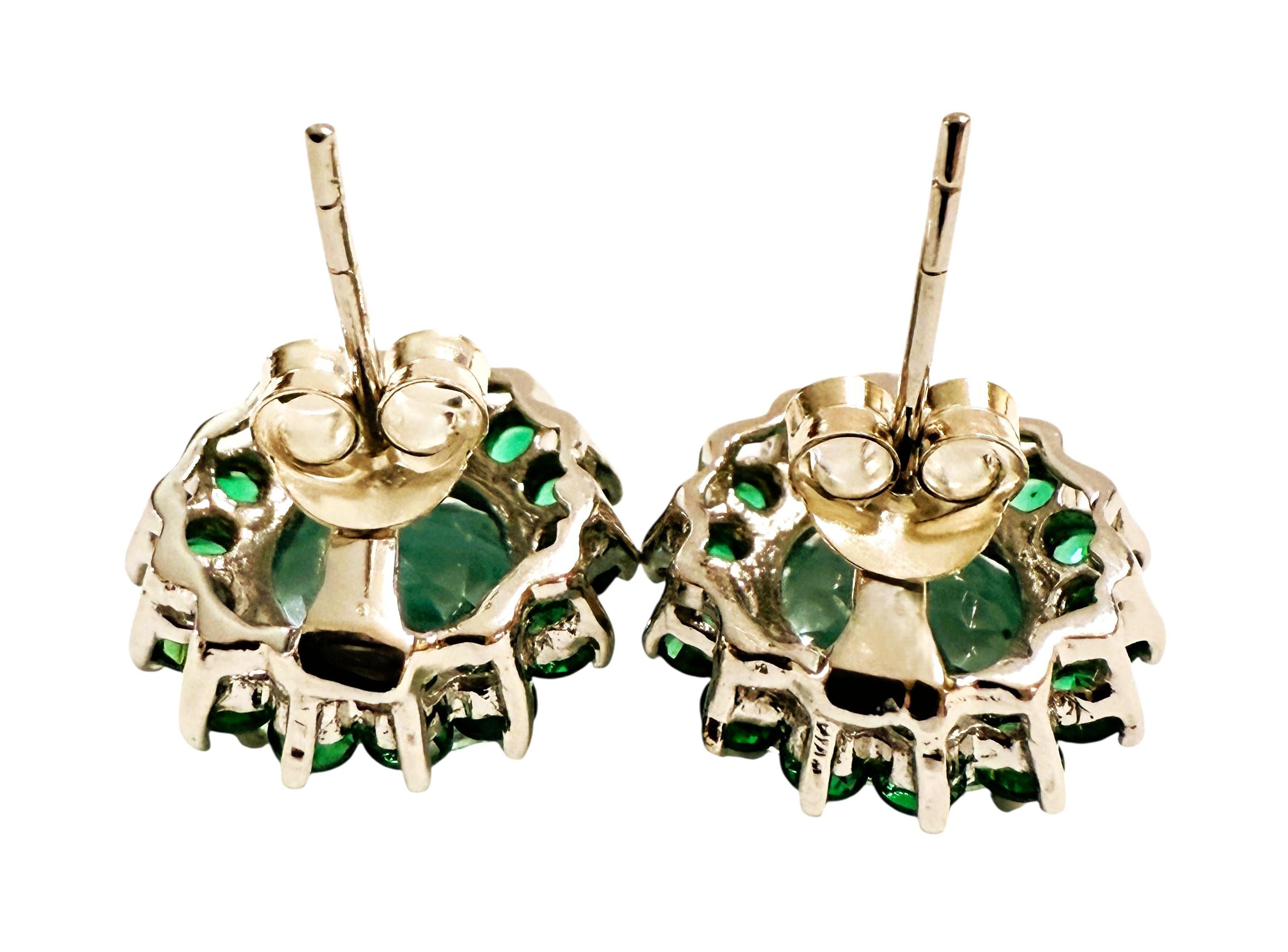 Women's New 10.2 Carat Green Paraiba Tourmaline & Diamond Cut Sapphire Sterling Earrings For Sale