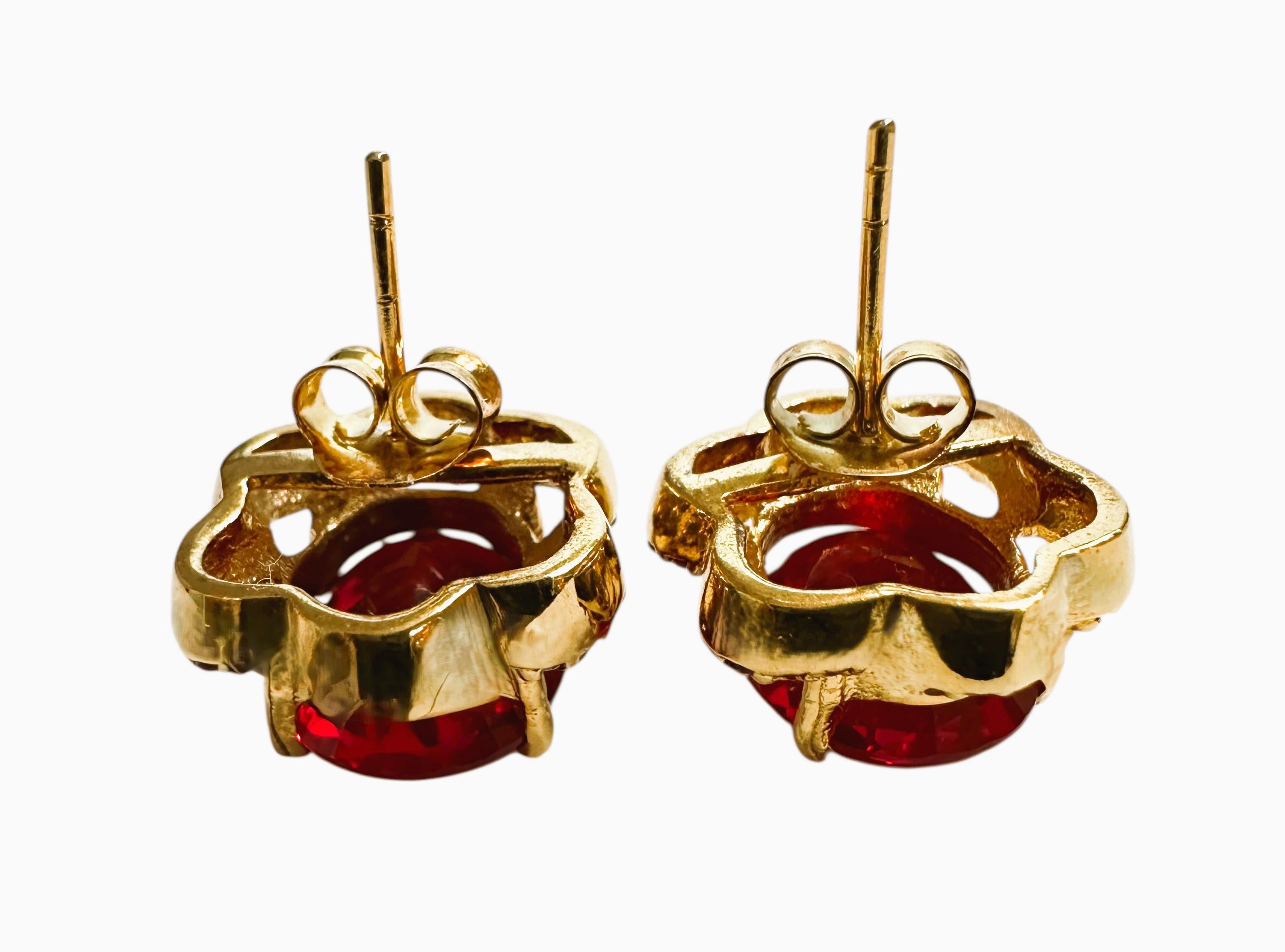Neu 10,2 Karat Roter Saphir & Diamantschliff Rosa Saphir Y Gold Sterling Ohrringe 1
