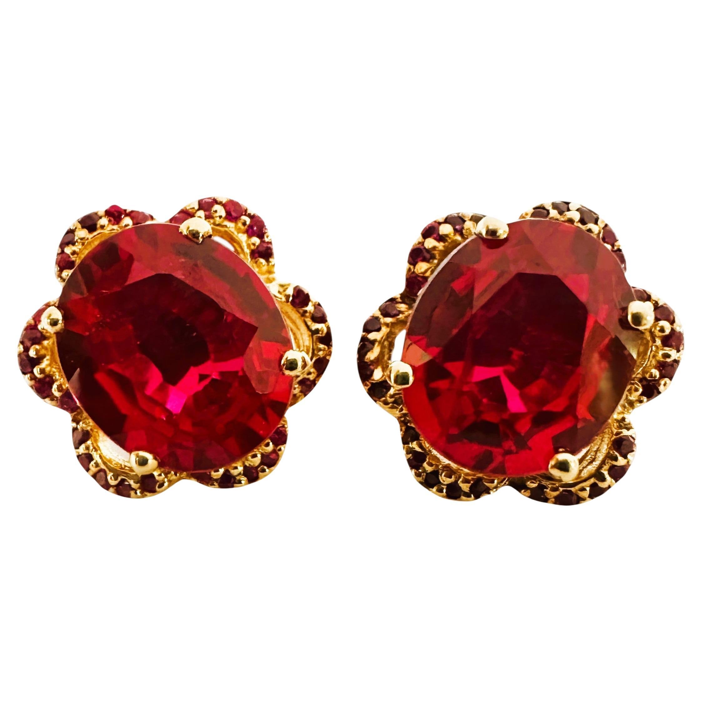 Nuevo Zafiro rojo de 10,2 quilates y zafiro rosa talla diamante Y Pendientes de oro de ley